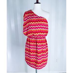 IZ Byer Women’s Multicolor One Shoulder Fit & Flare Dress Sz L